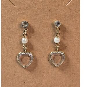 Crystal Heart Dangle Drop Earrings